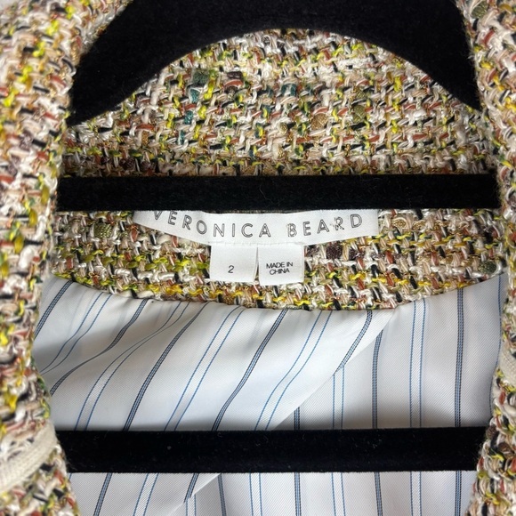 Veronica Beard Theron Tweed Double Breasted Blazer Jacket Size 2 Cream White - Picture 4 of 6
